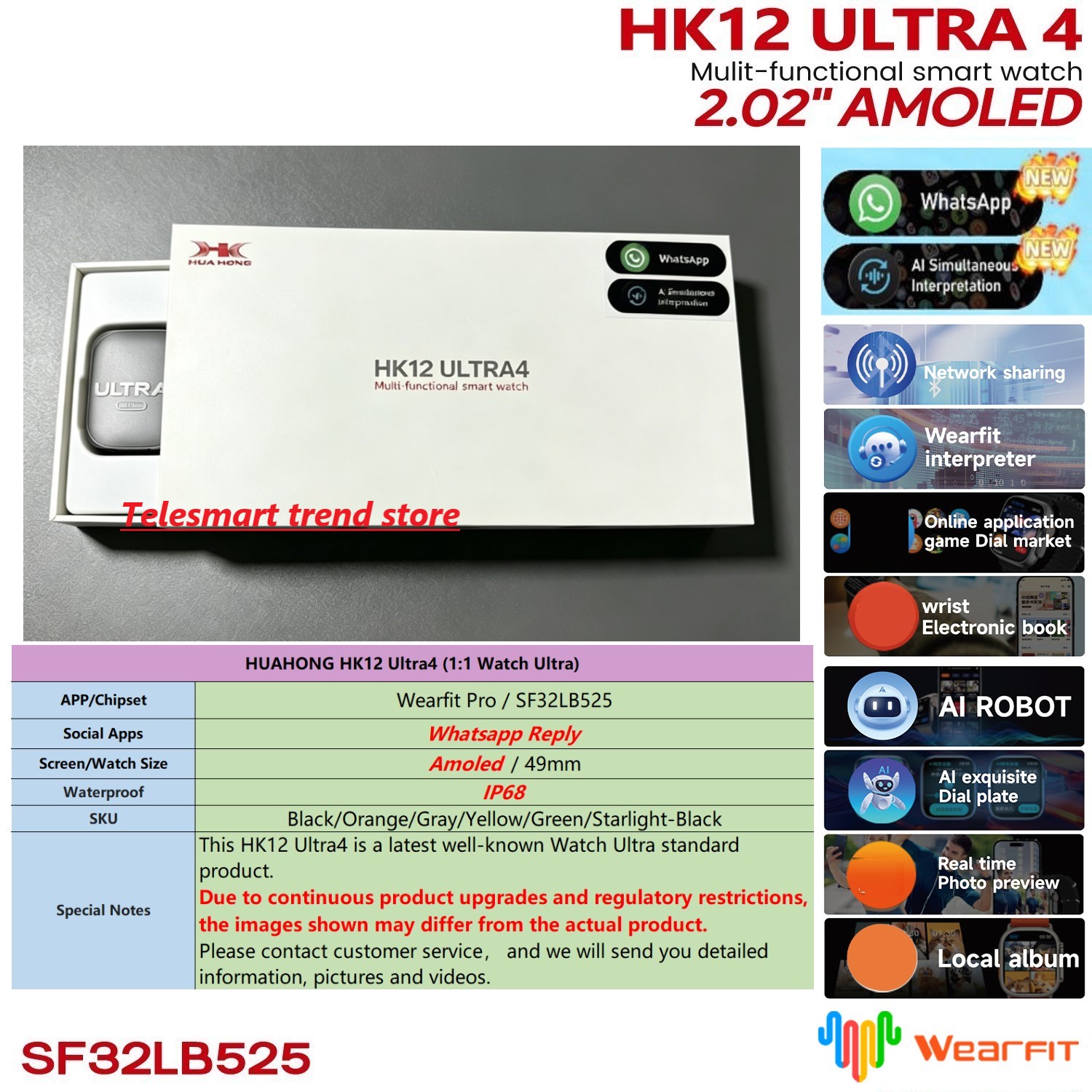 Huahong Amoled HK12 Ultra4 Sma - Smartwatch Nexus 评论和价格