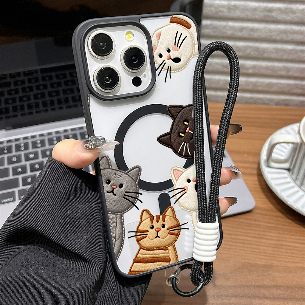 Cute Faux Embroidery Cat Phone - Apple Iphone 15 Pro Max 评论和价格