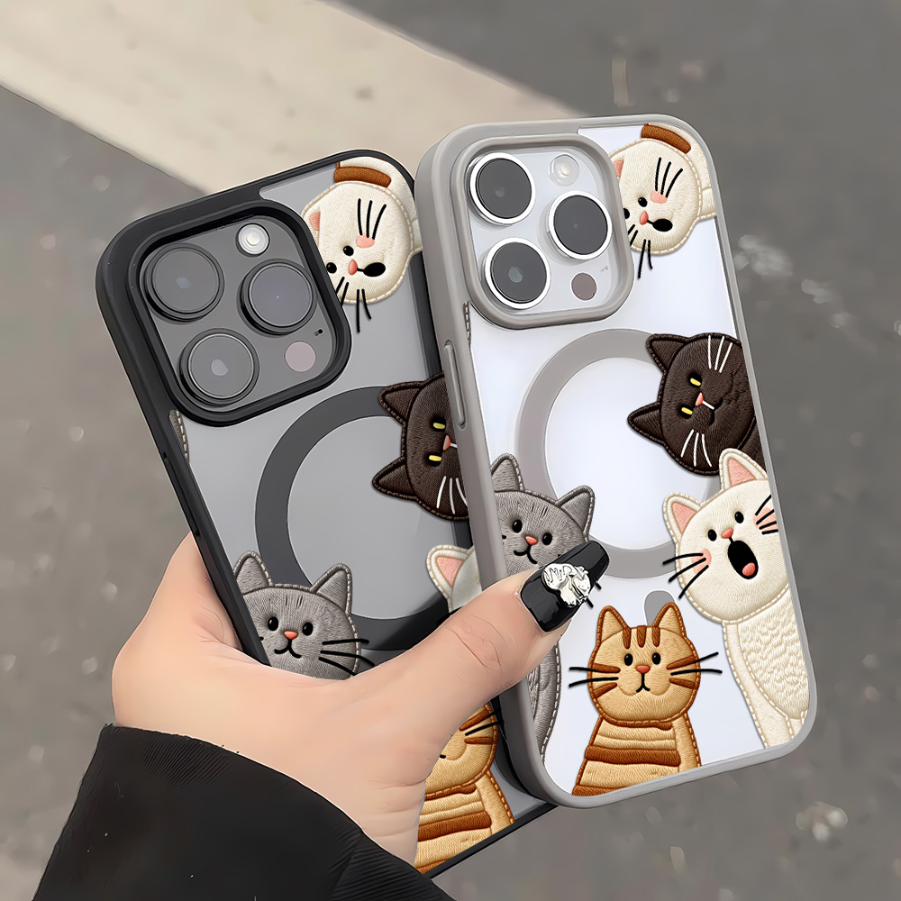 Cute Faux Embroidery Cat Phone - Apple Iphone 15 Pro Max 评论和价格